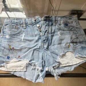 painted short jean shorts
